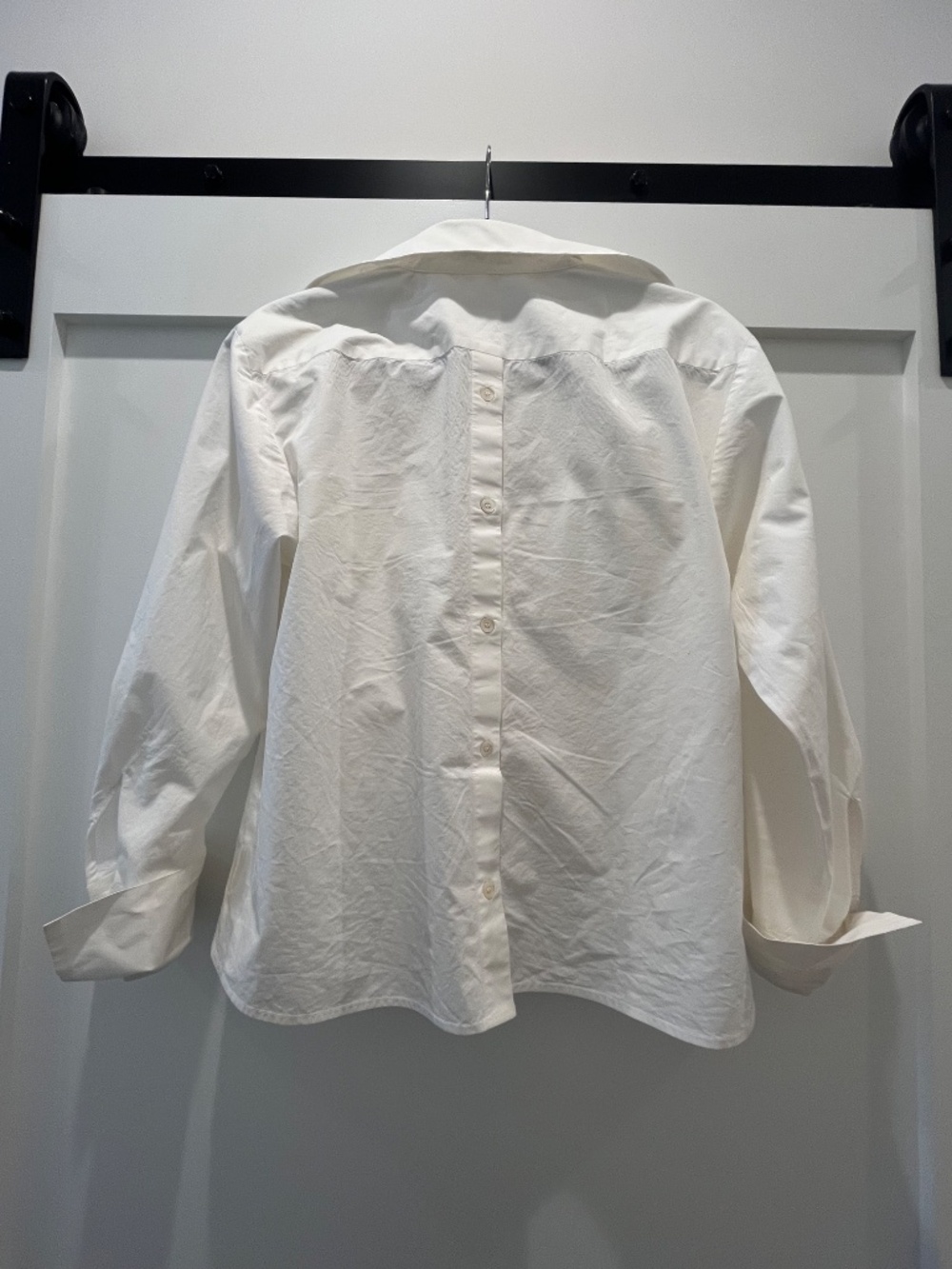 Hevron Paola Top — White Cotton Poplin, Size S - Picture 3 of 6